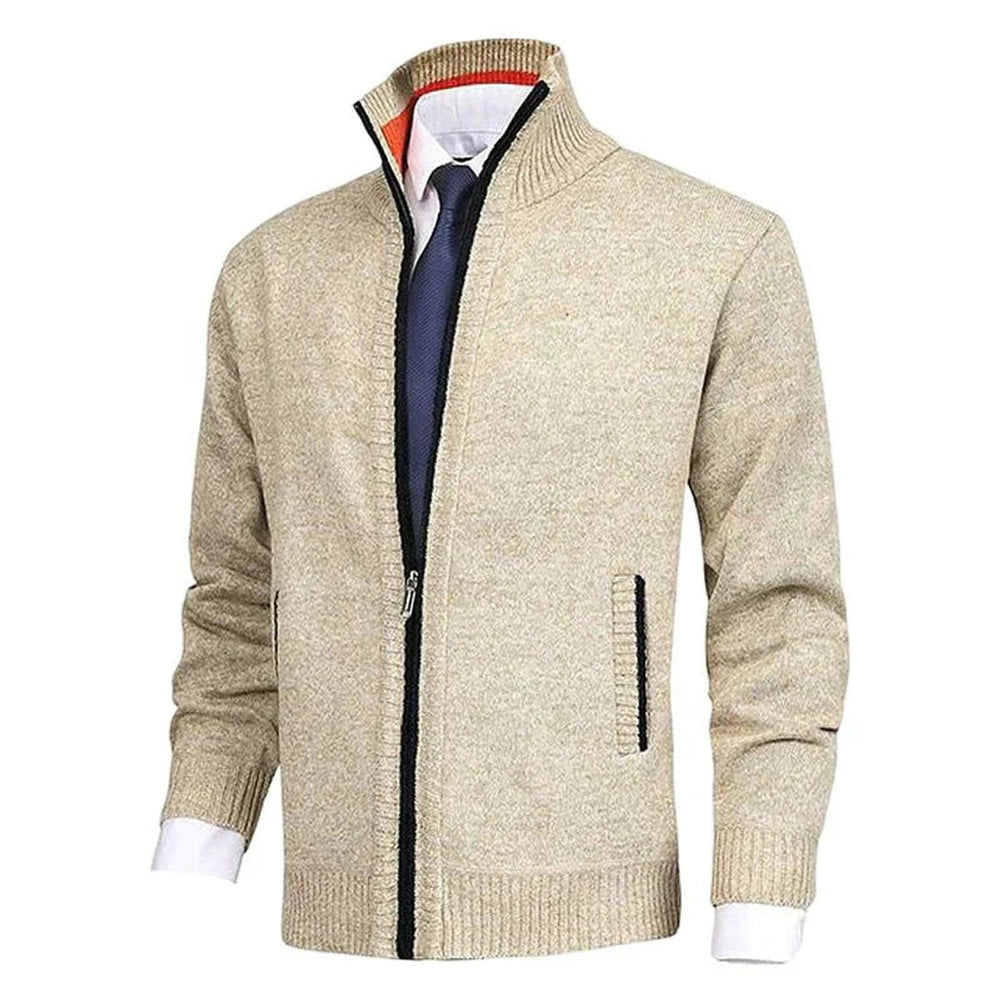 Men's Full-Zip Mock Neck Knit Cardigan Sweater Women Love Too