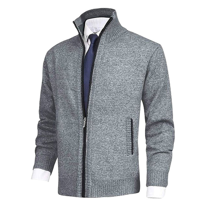 Men's Full-Zip Mock Neck Knit Cardigan Sweater Women Love Too