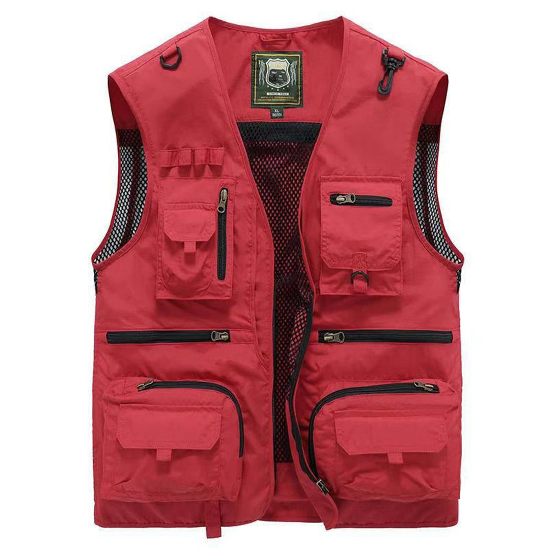 Mens Gilet Multi-Pocket Lightweight Outdoor Zip-Up Vest