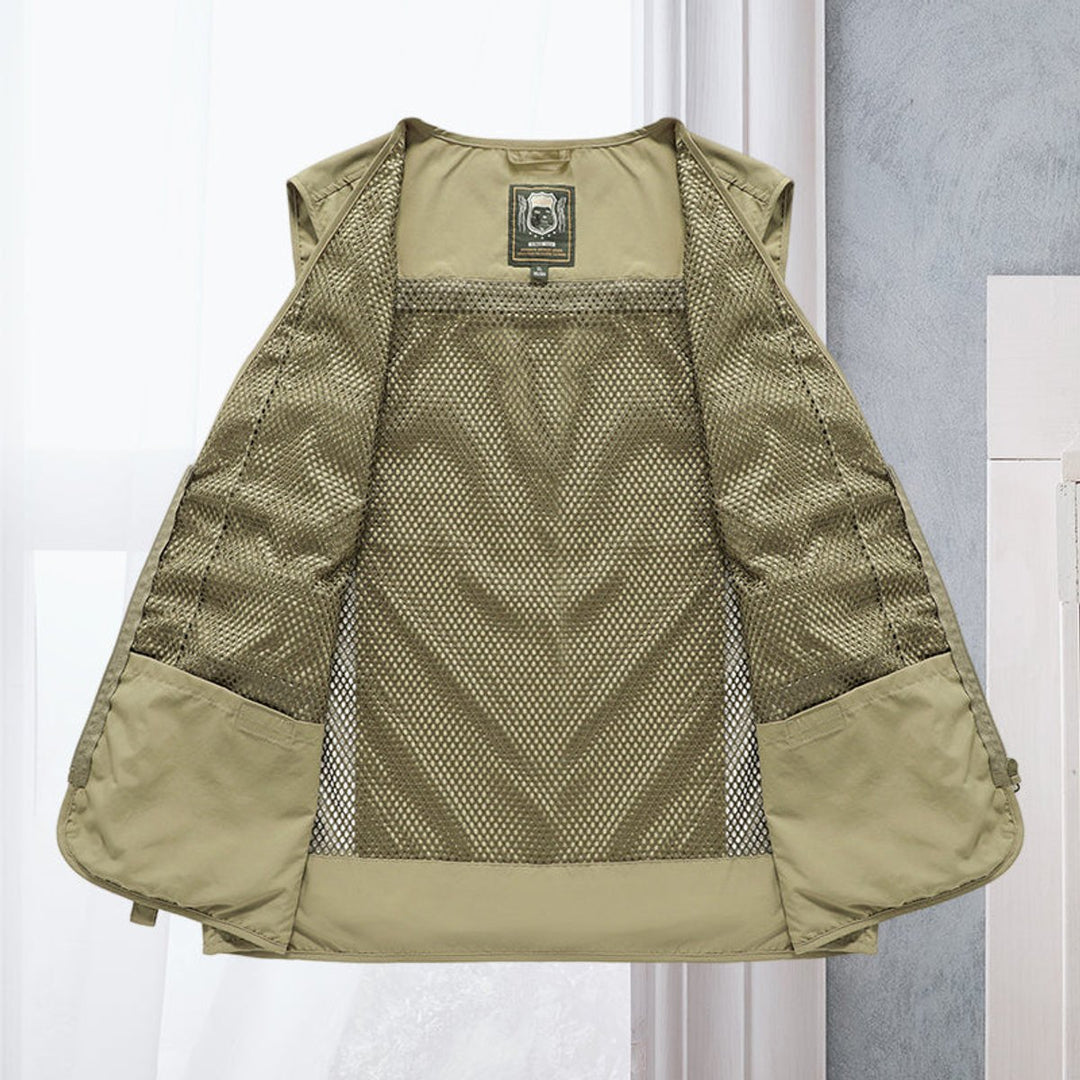 Mens Gilet Multi-Pocket Lightweight Outdoor Zip-Up Vest