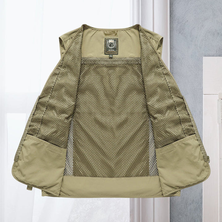 Mens Gilet Multi-Pocket Lightweight Outdoor Zip-Up Vest