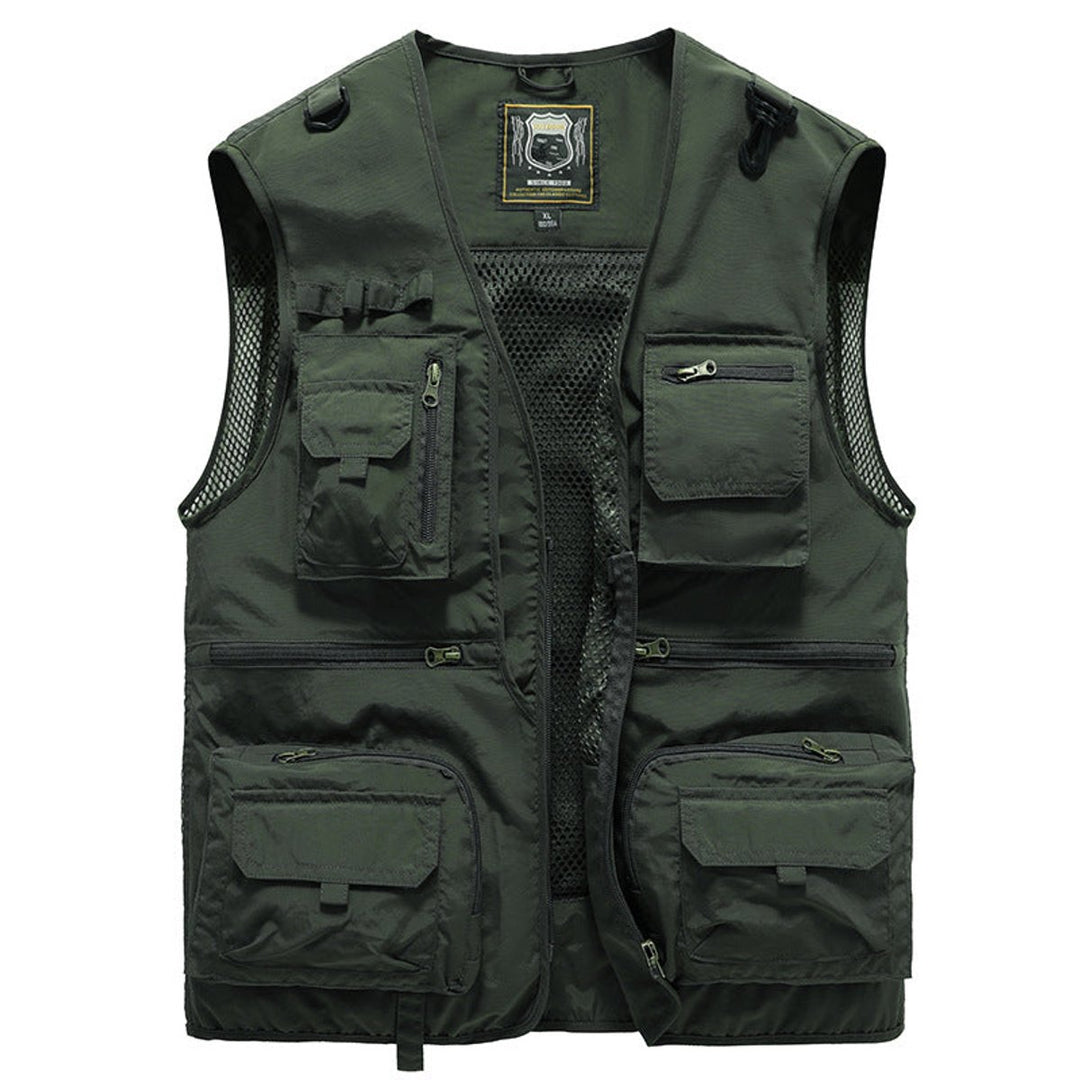 Mens Gilet Multi-Pocket Lightweight Outdoor Zip-Up Vest