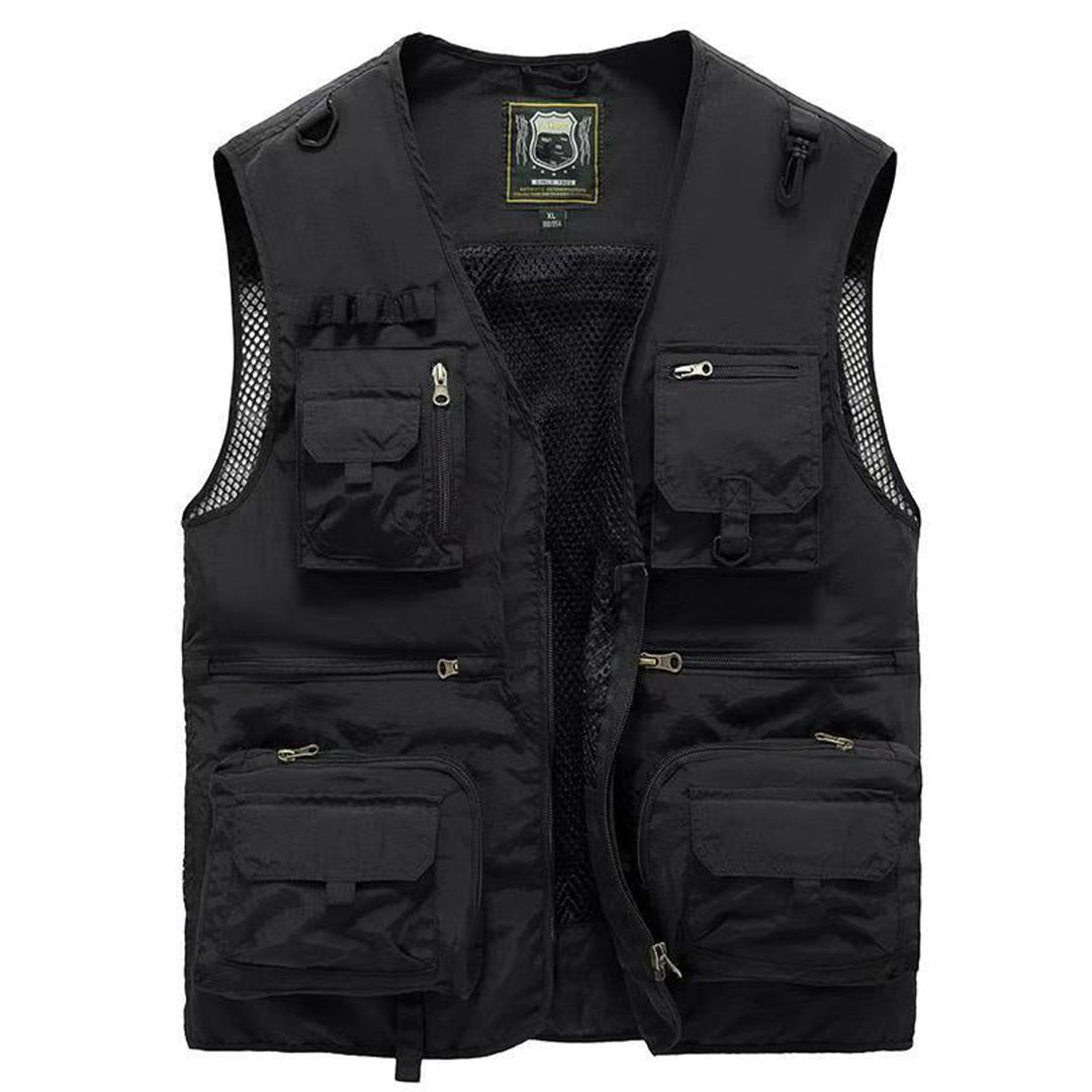 Mens Gilet Multi-Pocket Lightweight Outdoor Zip-Up Vest