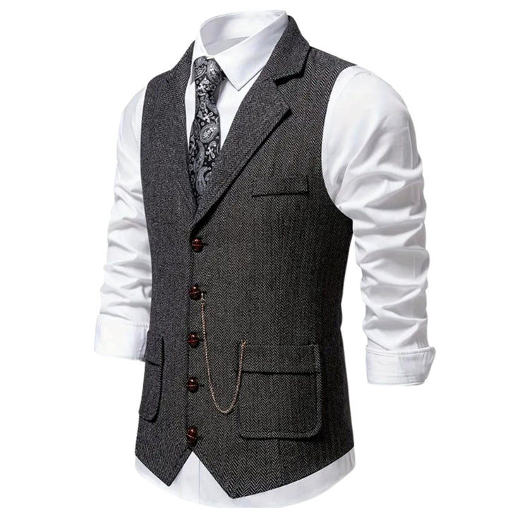 Men's Herringbone Notch-Lapel Button-Front Suit Vest