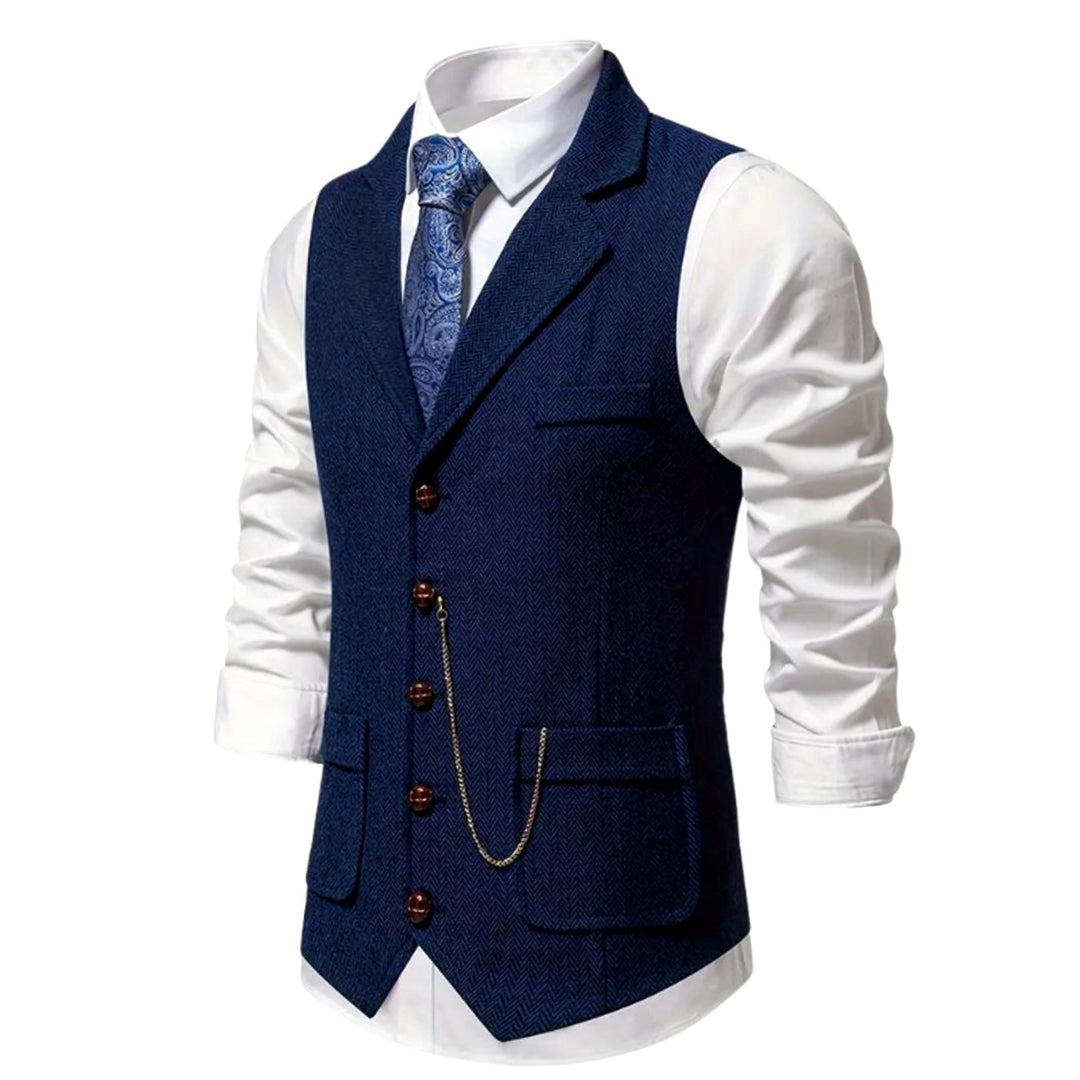 Men's Herringbone Notch-Lapel Button-Front Suit Vest