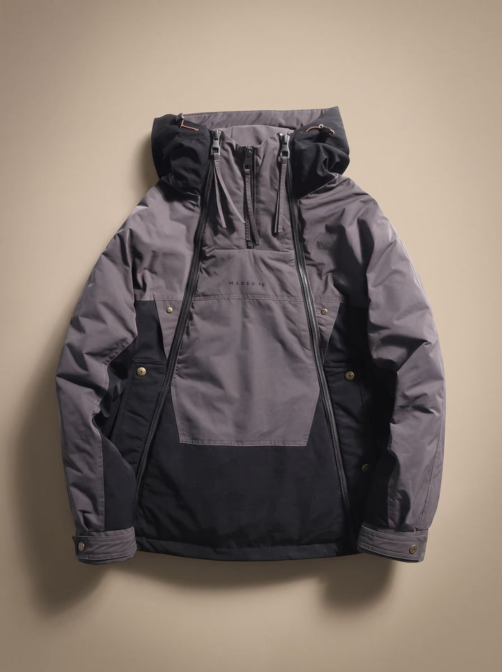 Men's Hooded Quilted Half-Zip Anorak Jacket - Gray