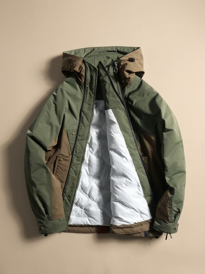 Men's Hooded Quilted Half-Zip Anorak Jacket