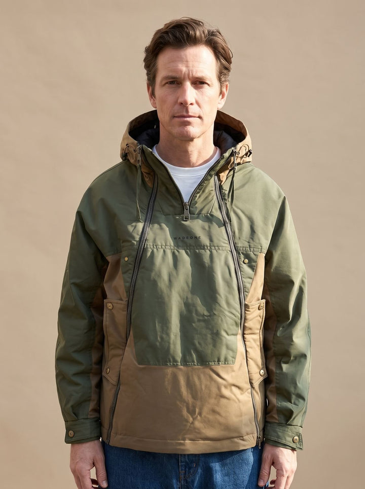 Men's Hooded Quilted Half-Zip Anorak Jacket