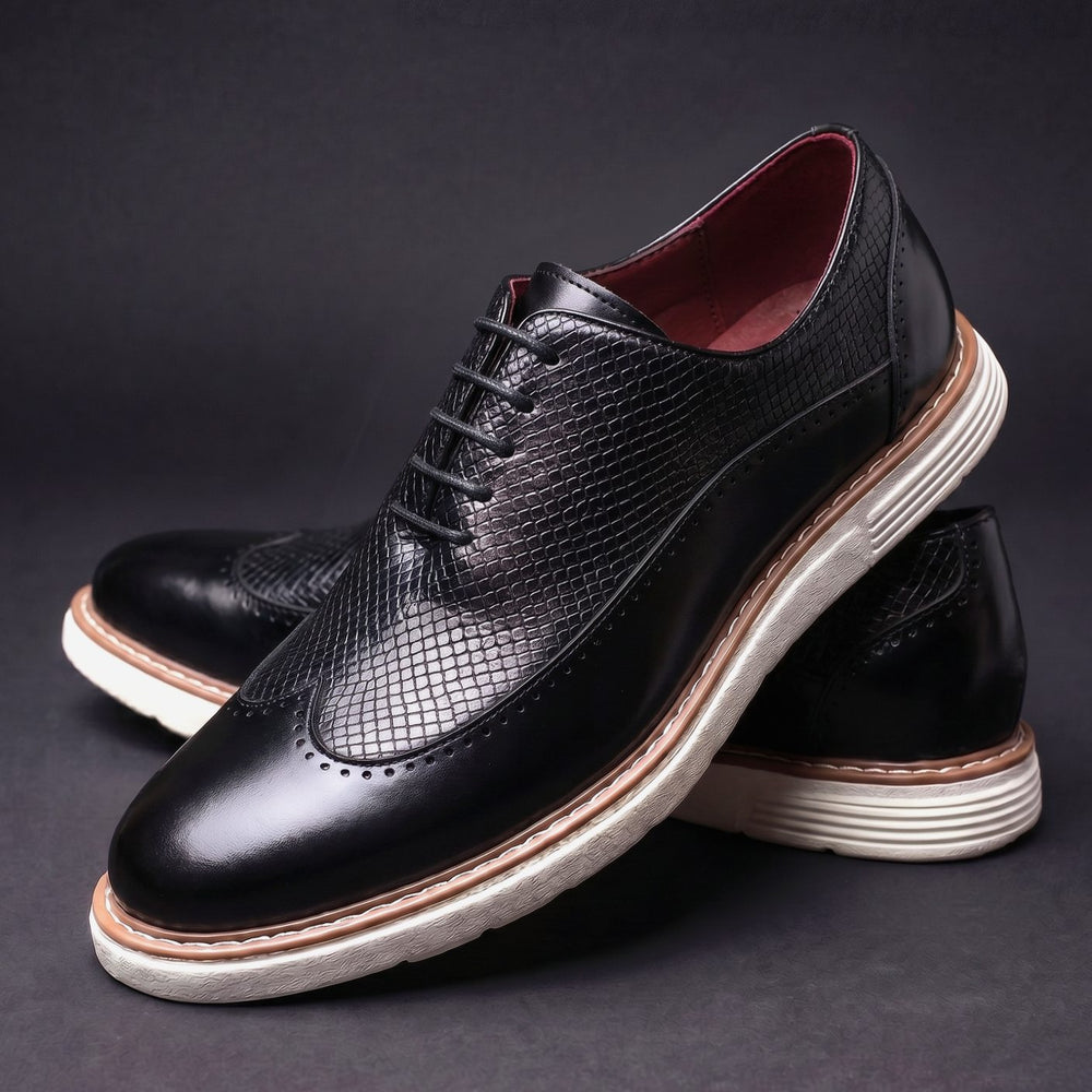 Men's Hybrid Wingtip Brogue Lace-Up Oxford Dress Shoes - Black