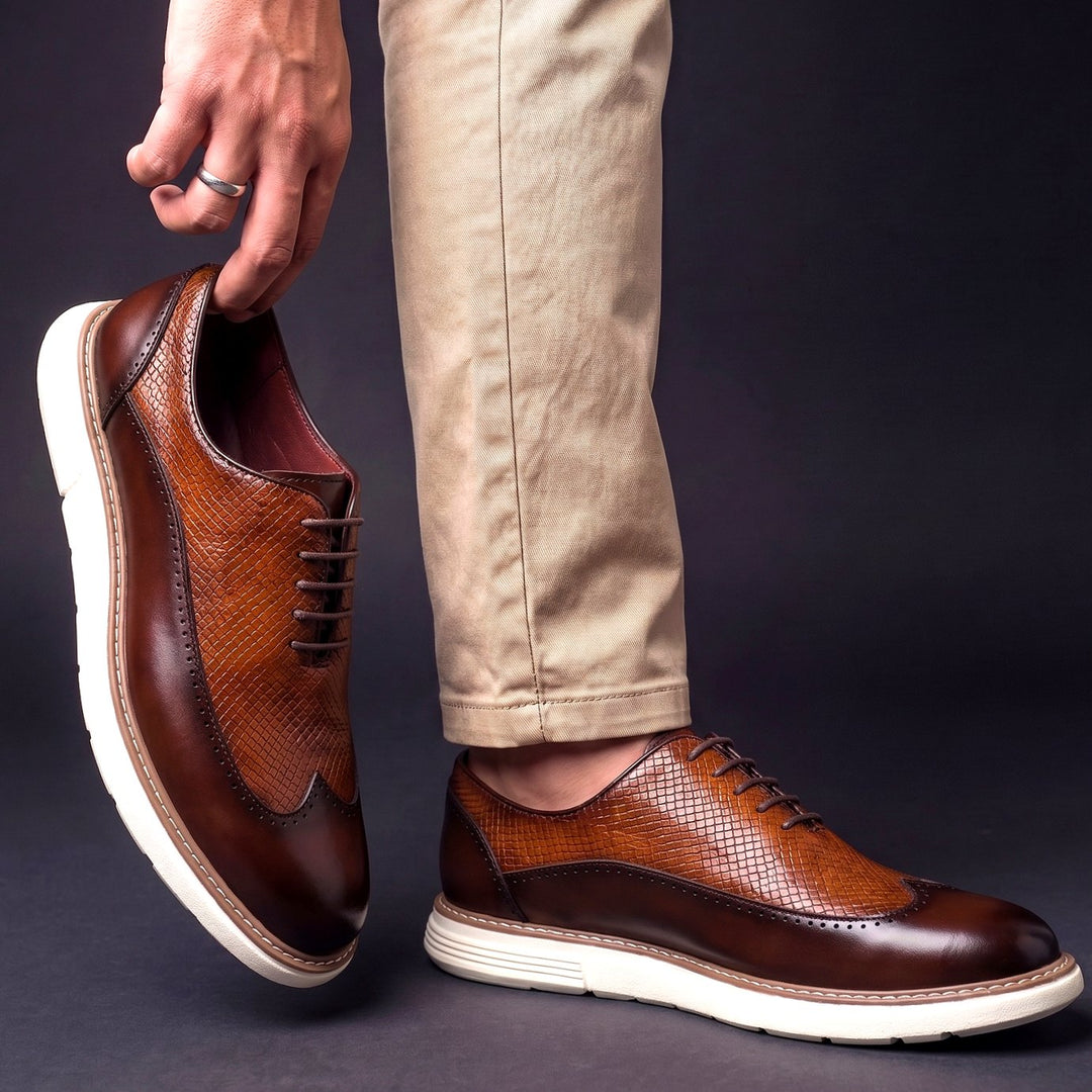 Men's Hybrid Wingtip Brogue Lace-Up Oxford Dress Shoes
