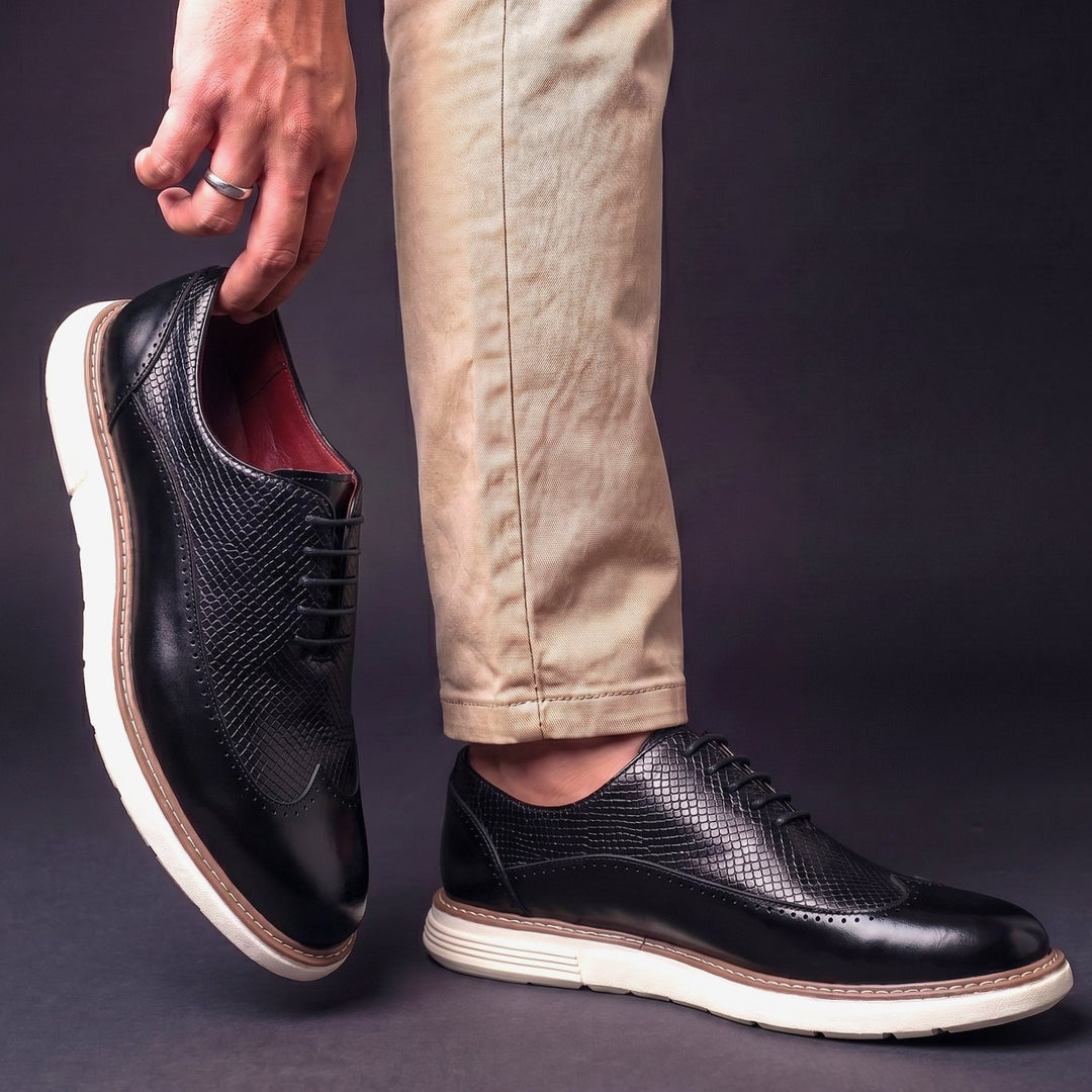 Men's Hybrid Wingtip Brogue Lace-Up Oxford Dress Shoes