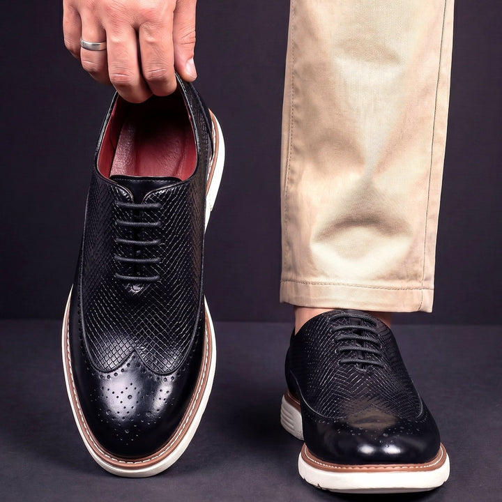 Men's Hybrid Wingtip Brogue Lace-Up Oxford Dress Shoes