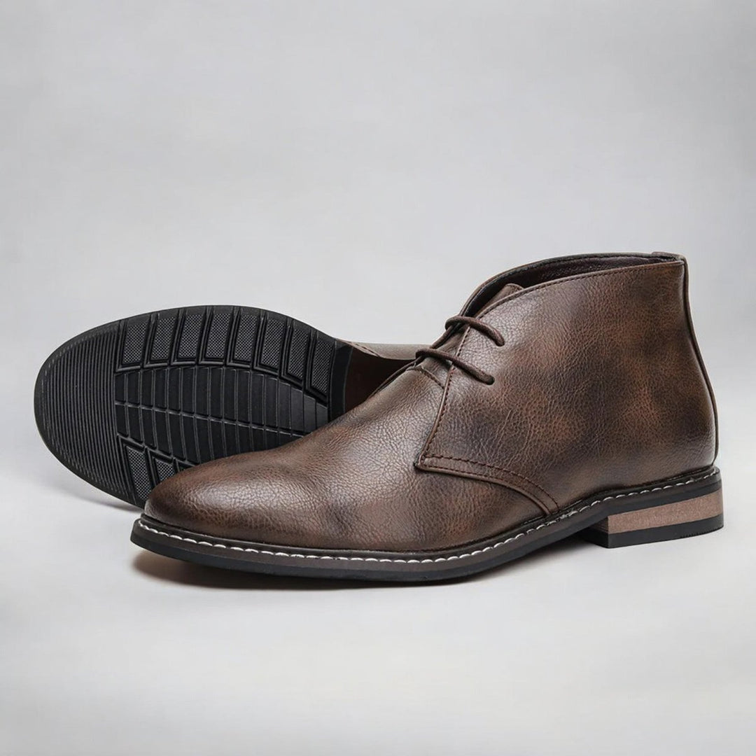 Men's Lace-Up Chukka Boots Classic Leather-Look Ankle Boot