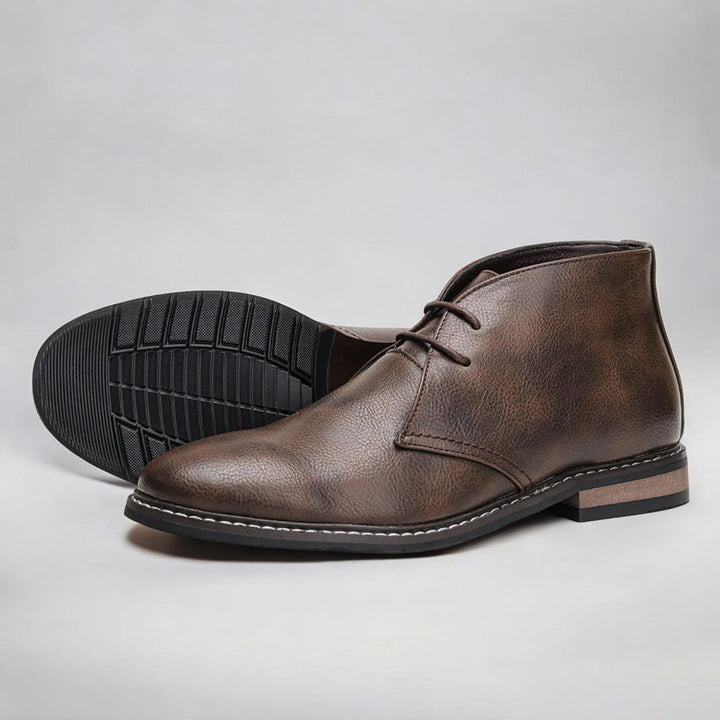 Men's Lace-Up Chukka Boots Classic Leather-Look Ankle Boot