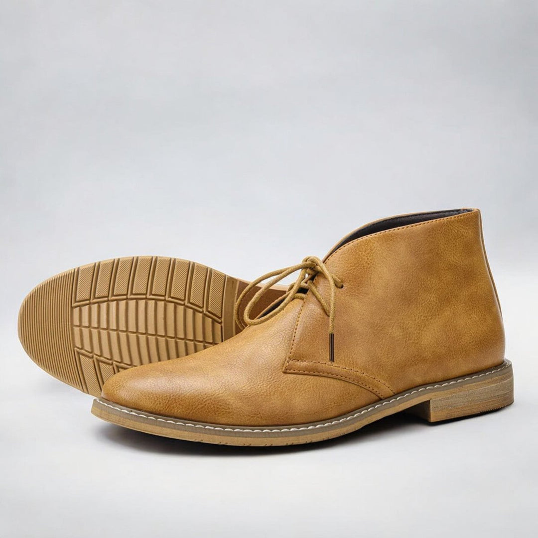 Men's Lace-Up Chukka Boots Classic Leather-Look Ankle Boot