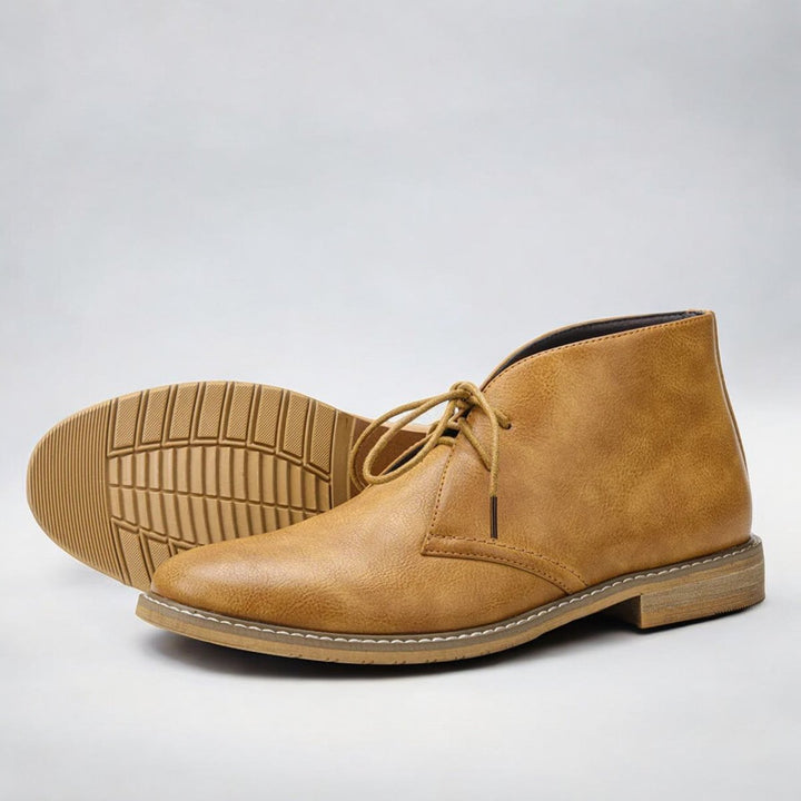 Men's Lace-Up Chukka Boots Classic Leather-Look Ankle Boot