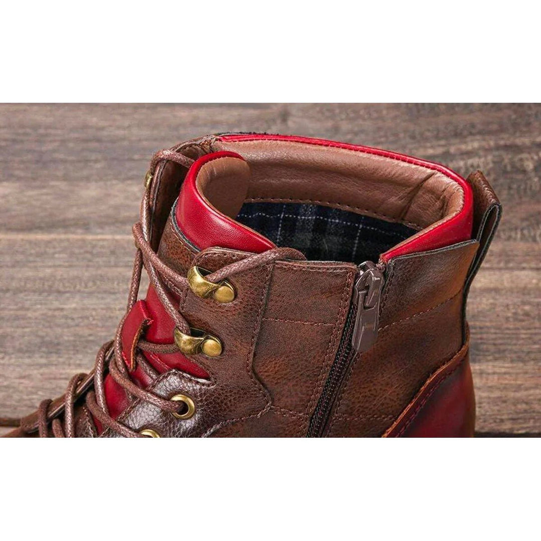 Men's Leather Cap-Toe Lace-Up Oxford Ankle Boots