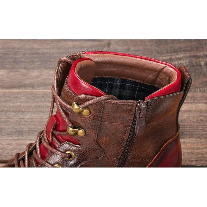 Men's Leather Cap-Toe Lace-Up Oxford Ankle Boots