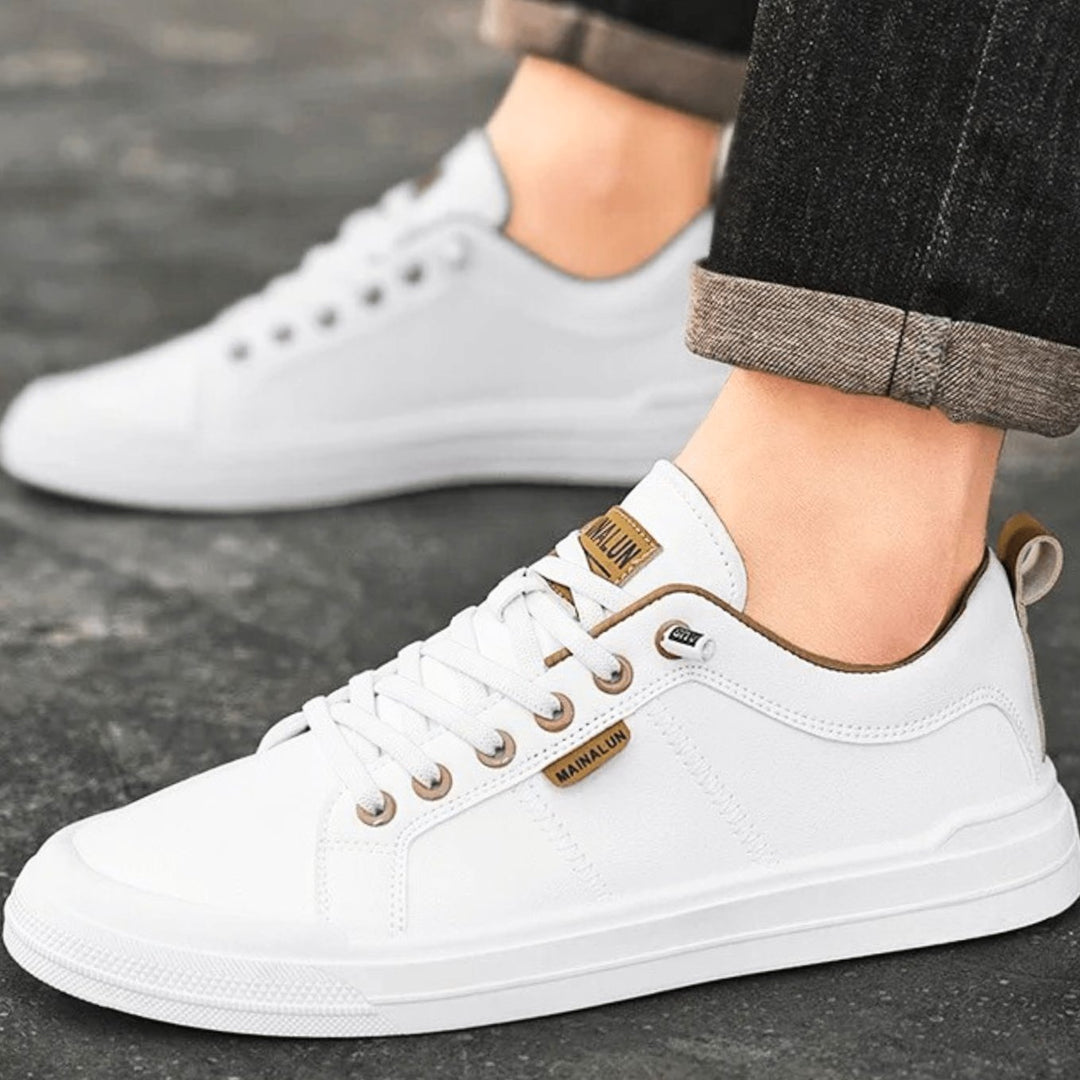 Men's Leather Low-Top Lace-Up Casual Sneakers