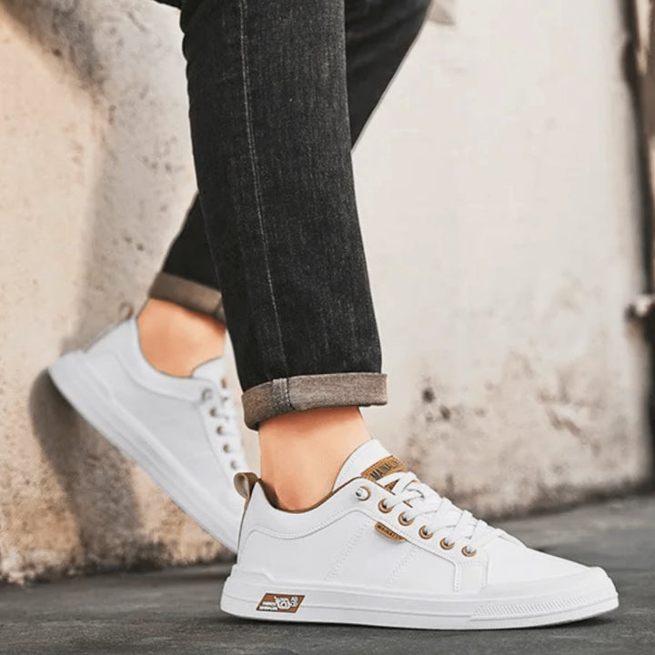 Men's Leather Low-Top Lace-Up Casual Sneakers