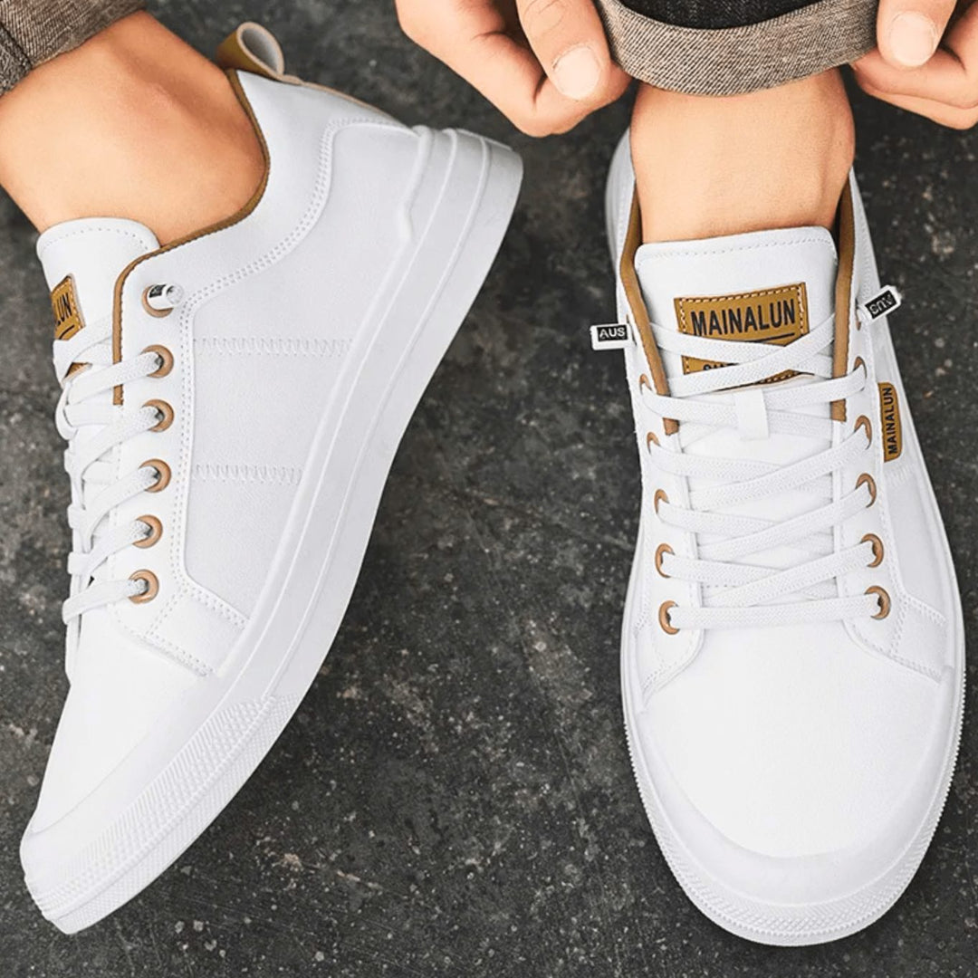 Men's Leather Low-Top Lace-Up Casual Sneakers