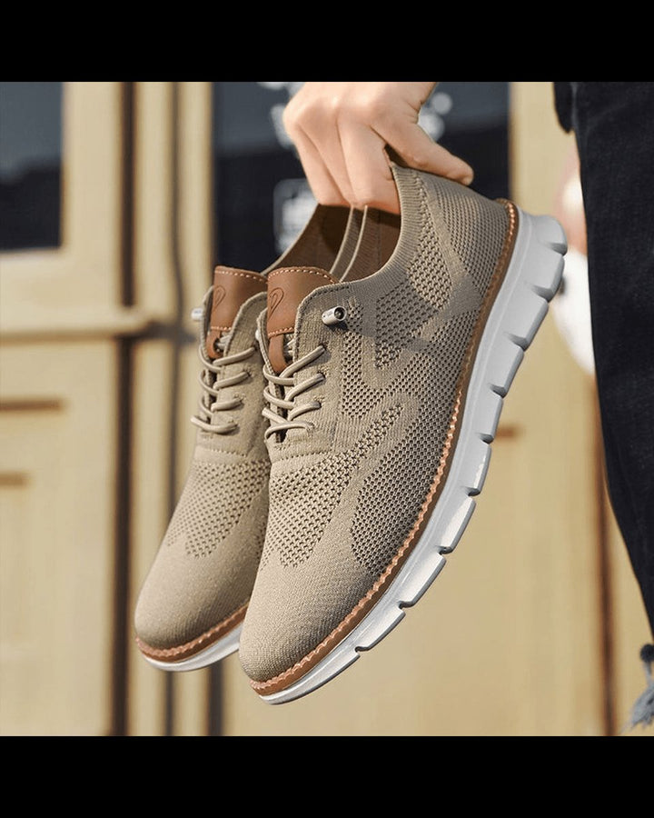 Men's Lightweight Breathable Knit Lace-Up Casual Sneakers