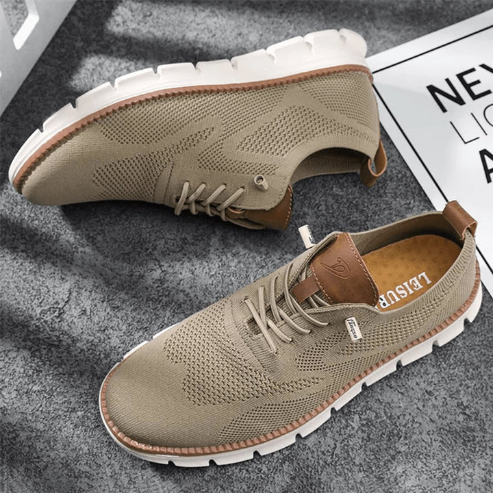 Men's Lightweight Breathable Knit Lace-Up Casual Sneakers