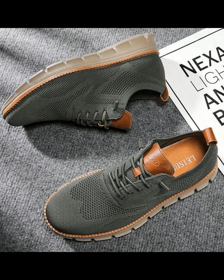 Men's Lightweight Breathable Knit Lace-Up Casual Sneakers