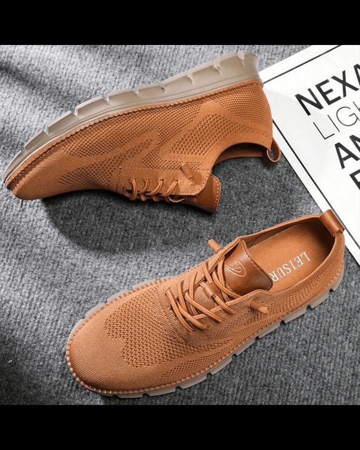 Men's Lightweight Breathable Knit Lace-Up Casual Sneakers