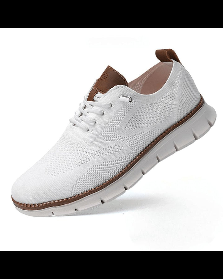 Men's Lightweight Breathable Knit Lace-Up Casual Sneakers - White
