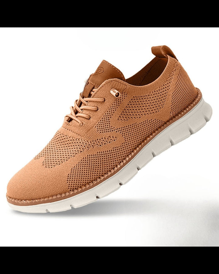 Men's Lightweight Breathable Knit Lace-Up Casual Sneakers - Caramel