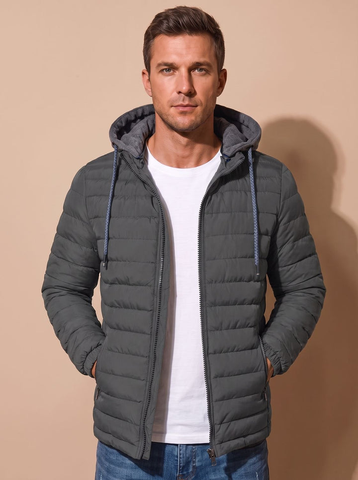 Men's Lightweight Insulated Hooded Puffer Jacket
