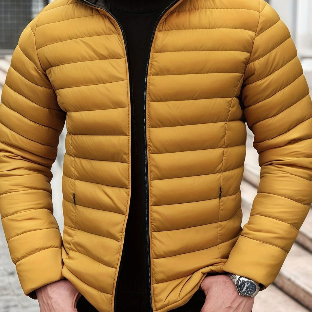 Men's Lightweight Quilted Zip-Up Puffer Jacket - Yellow