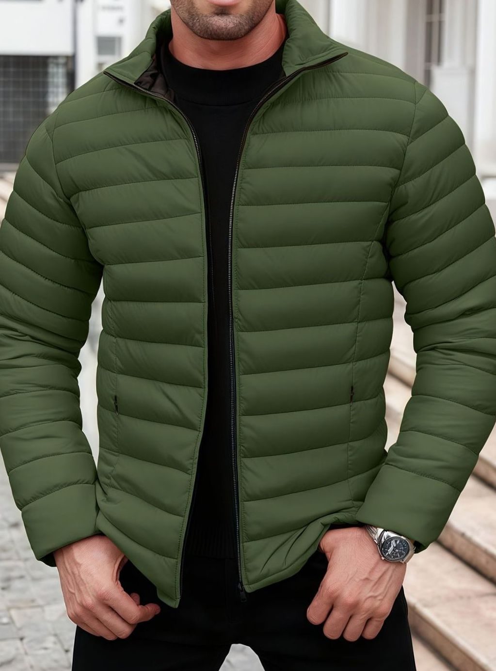 Men's Lightweight Quilted Zip-Up Puffer Jacket