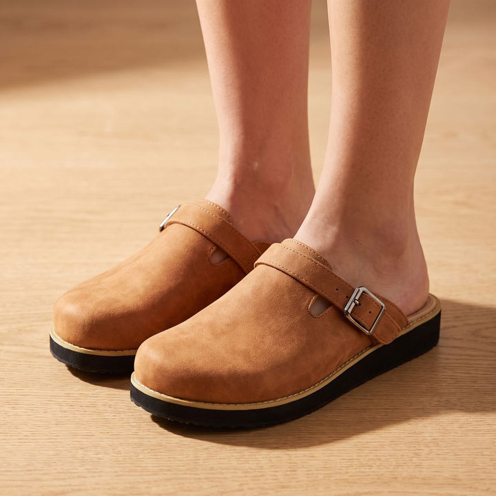 Men's Orthopedic Leather Buckle-Strap Slip-On Clogs