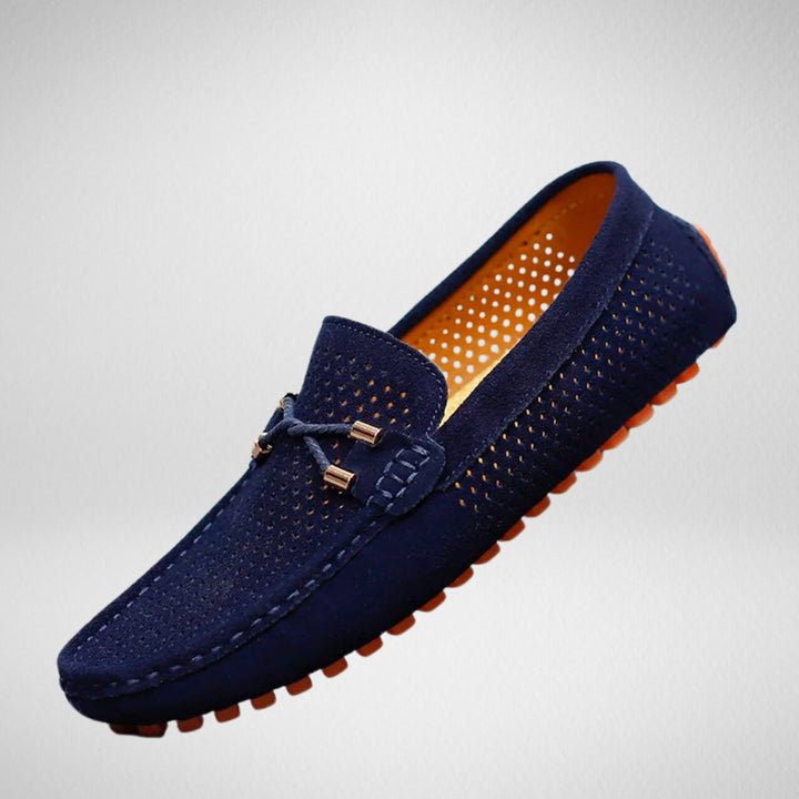 Men's Perforated Suede Slip-On Breathable Driving Loafers