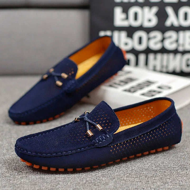 Men's Perforated Suede Slip-On Breathable Driving Loafers