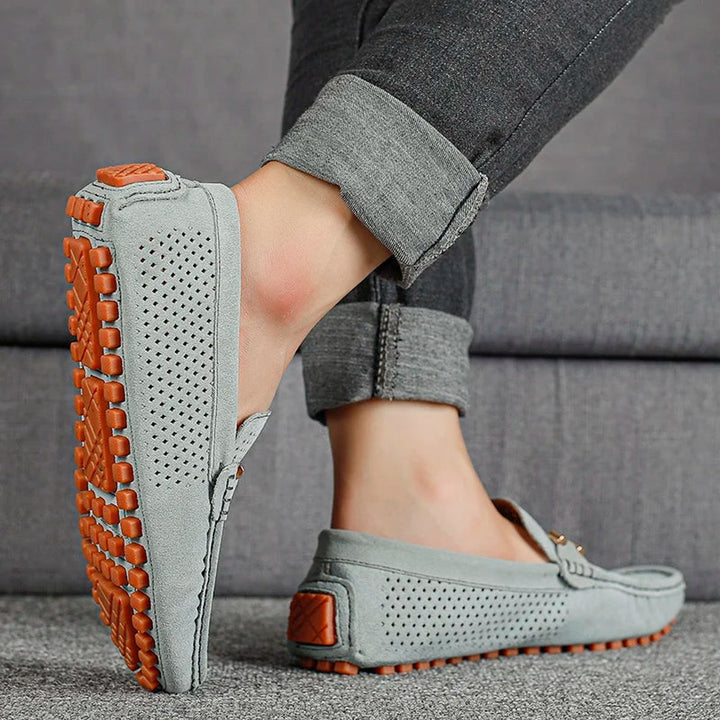 Men's Perforated Suede Slip-On Breathable Driving Loafers