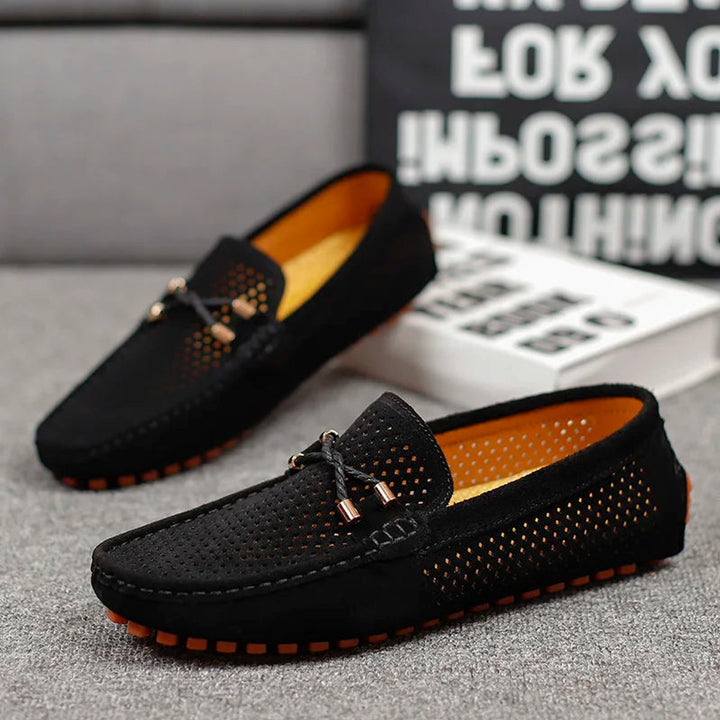 Men's Perforated Suede Slip-On Breathable Driving Loafers