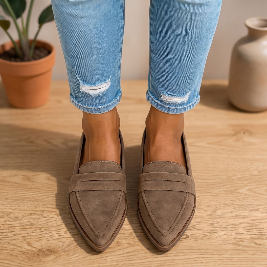 Men's Pointed-Toe Slip-On Suede Penny Loafer Flats
