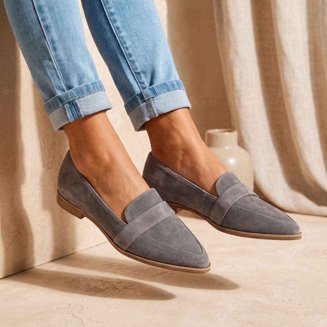 Men's Pointed-Toe Slip-On Suede Penny Loafer Flats
