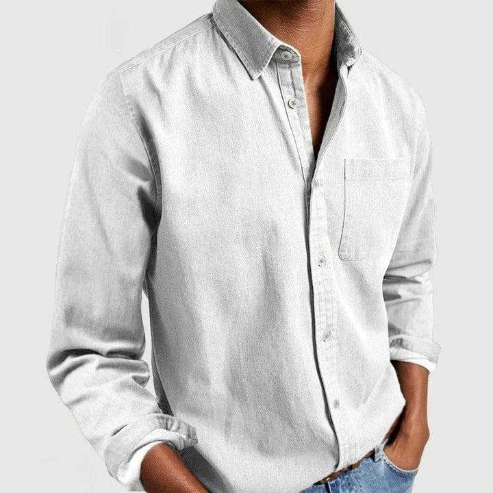 Men's Premium-Fit Long-Sleeve Button-Down Casual Shirt - White