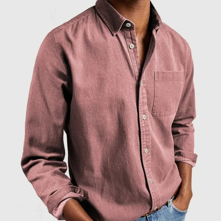 Men's Premium-Fit Long-Sleeve Button-Down Casual Shirt - Pink