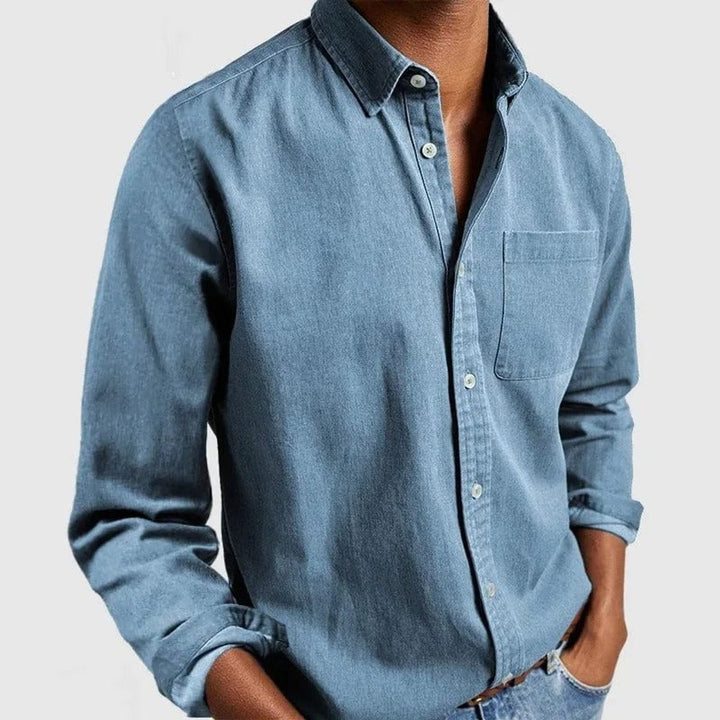 Men's Premium-Fit Long-Sleeve Button-Down Casual Shirt - Sky Blue