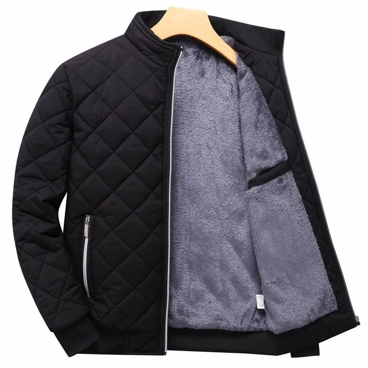 Men's Quilted Fleece-Lined Full-Zip Bomber Jacket - Black