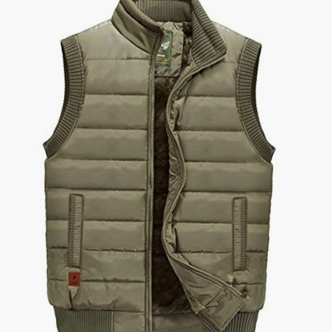 Men's Quilted Fleece-Lined Stand-Collar Puffer Vest