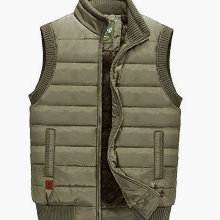 Men's Quilted Fleece-Lined Stand-Collar Puffer Vest