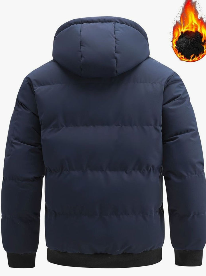 Men's Quilted Hooded Winter Jacket Insulated Full-Zip Puffer Coat