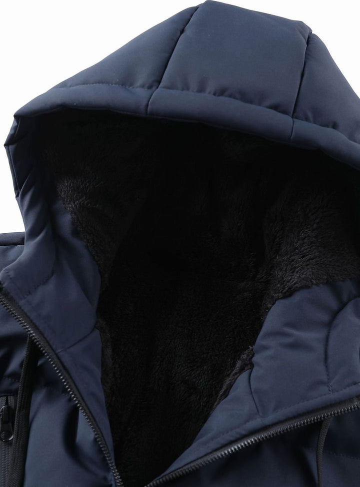Men's Quilted Hooded Winter Jacket Insulated Full-Zip Puffer Coat