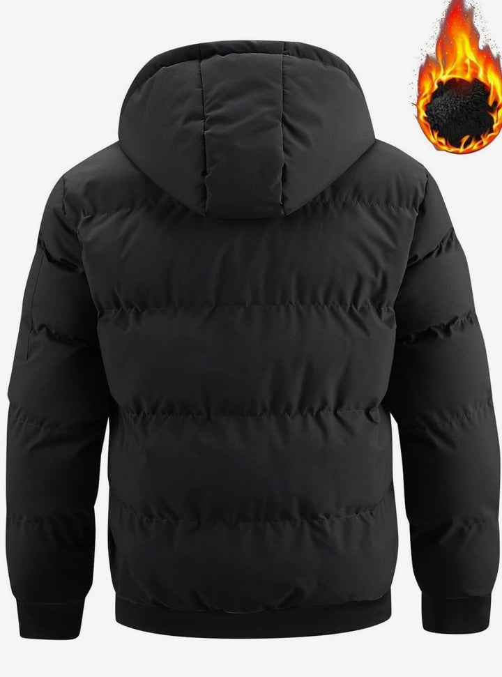 Men's Quilted Hooded Winter Jacket Insulated Full-Zip Puffer Coat